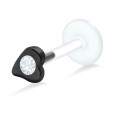 Heart Shaped Stone Set Labret Silver LA-60-1